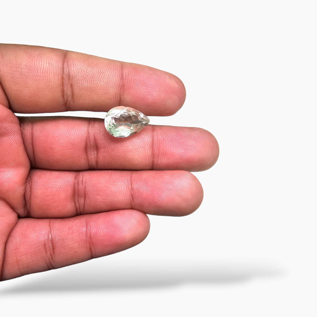 loose Natural Green Amethyst  Stone 6.12 Carats Pear  ( 15x10  mm)