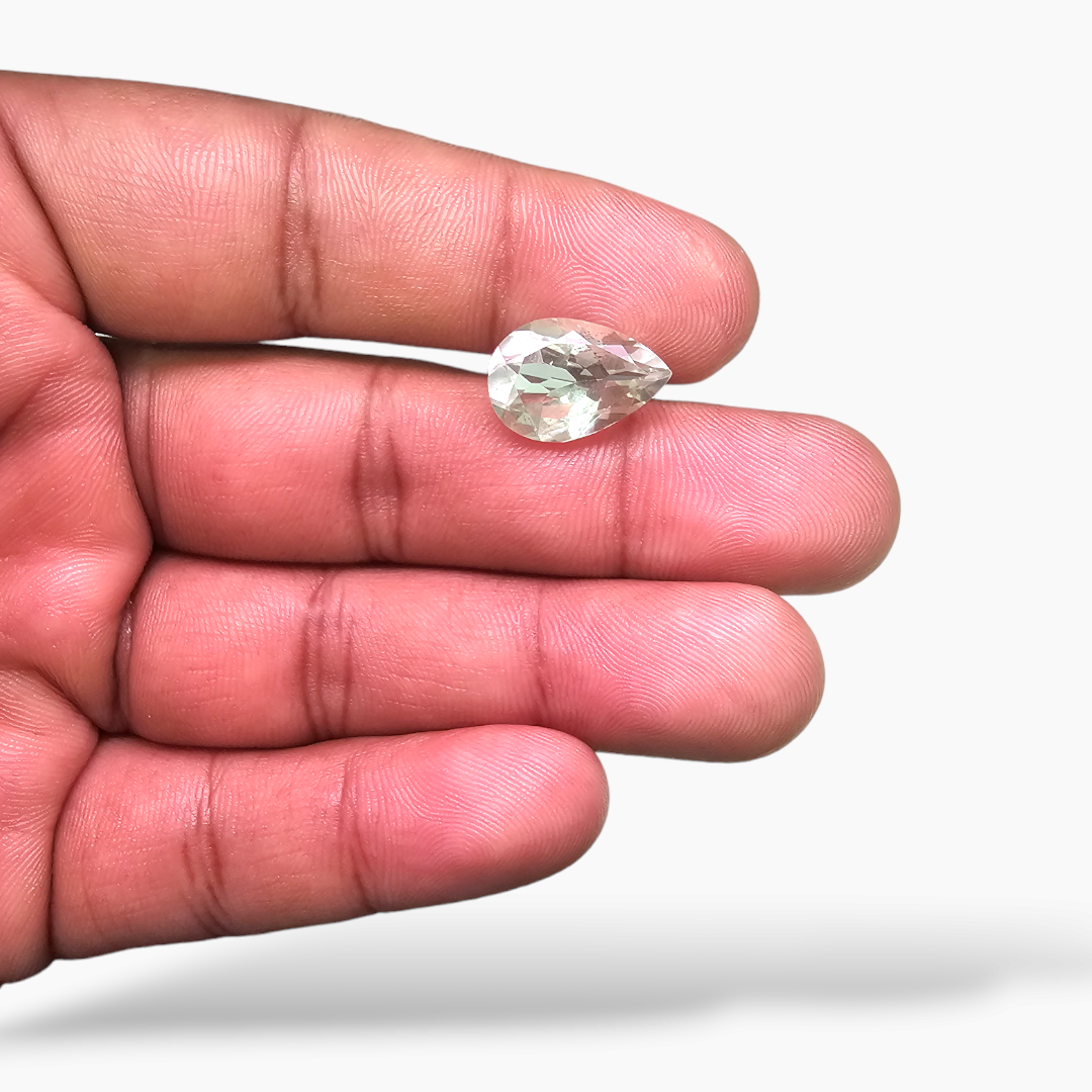 loose Natural Green Amethyst  Stone 5.34 Carats Pear  ( 15x10  mm)