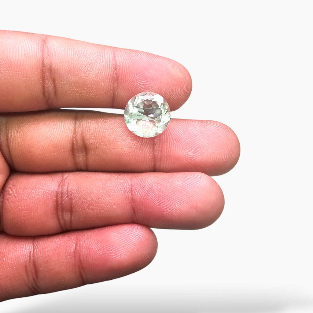 loose Natural Green Amethyst  Stone 5.76 Carats Round ( 12 mm)