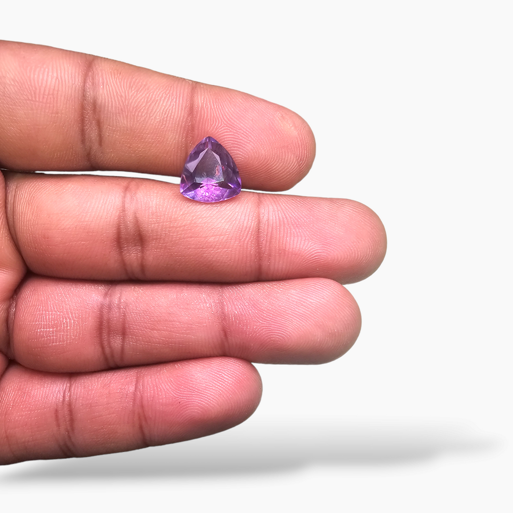 loose Natural Purple Amethyst  Stone 3.3 Carats Trilliant Cut( 11x10.5 mm)
