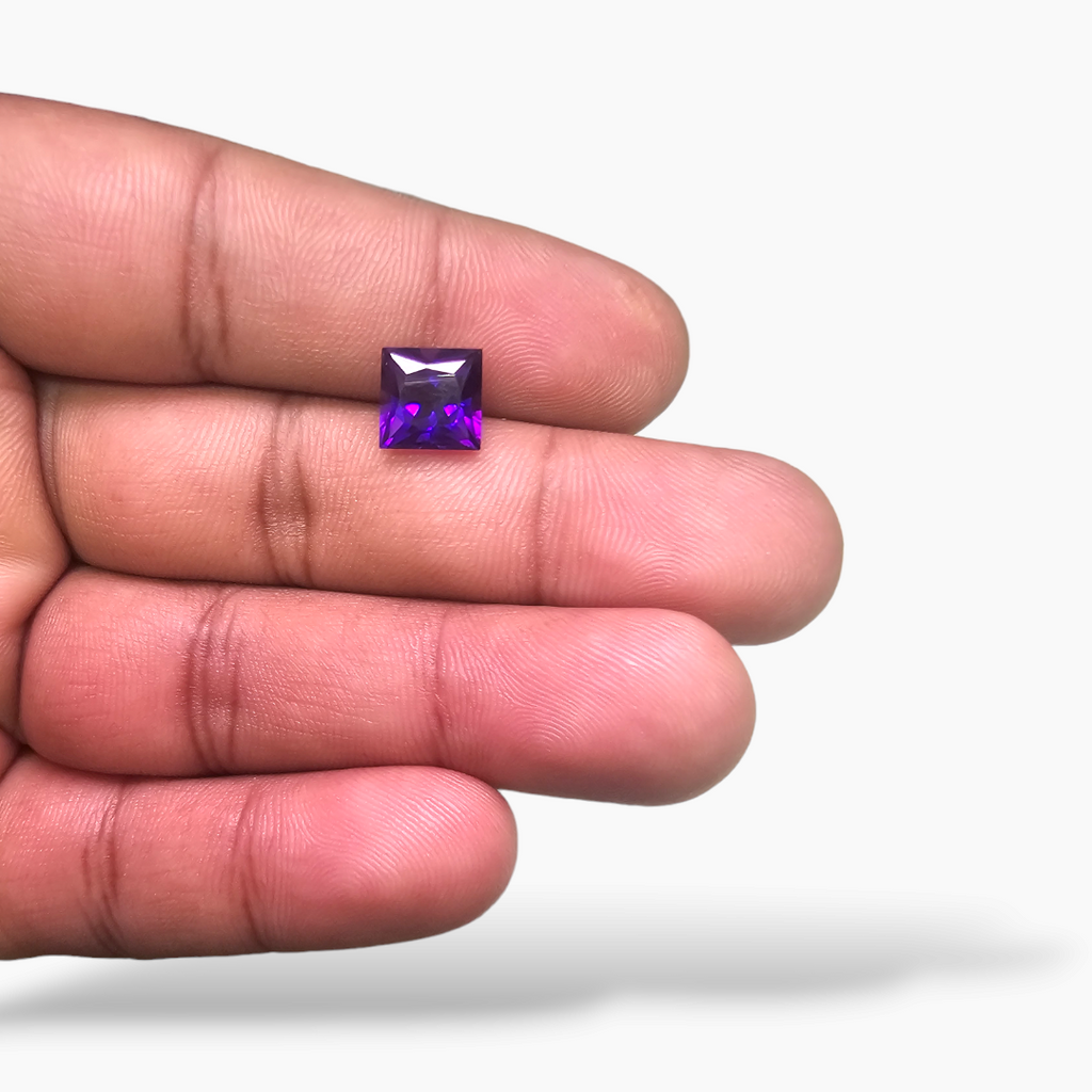 loose Natural Purple Amethyst  Stone 2.64 Carats Princes Cut( 8 mm)