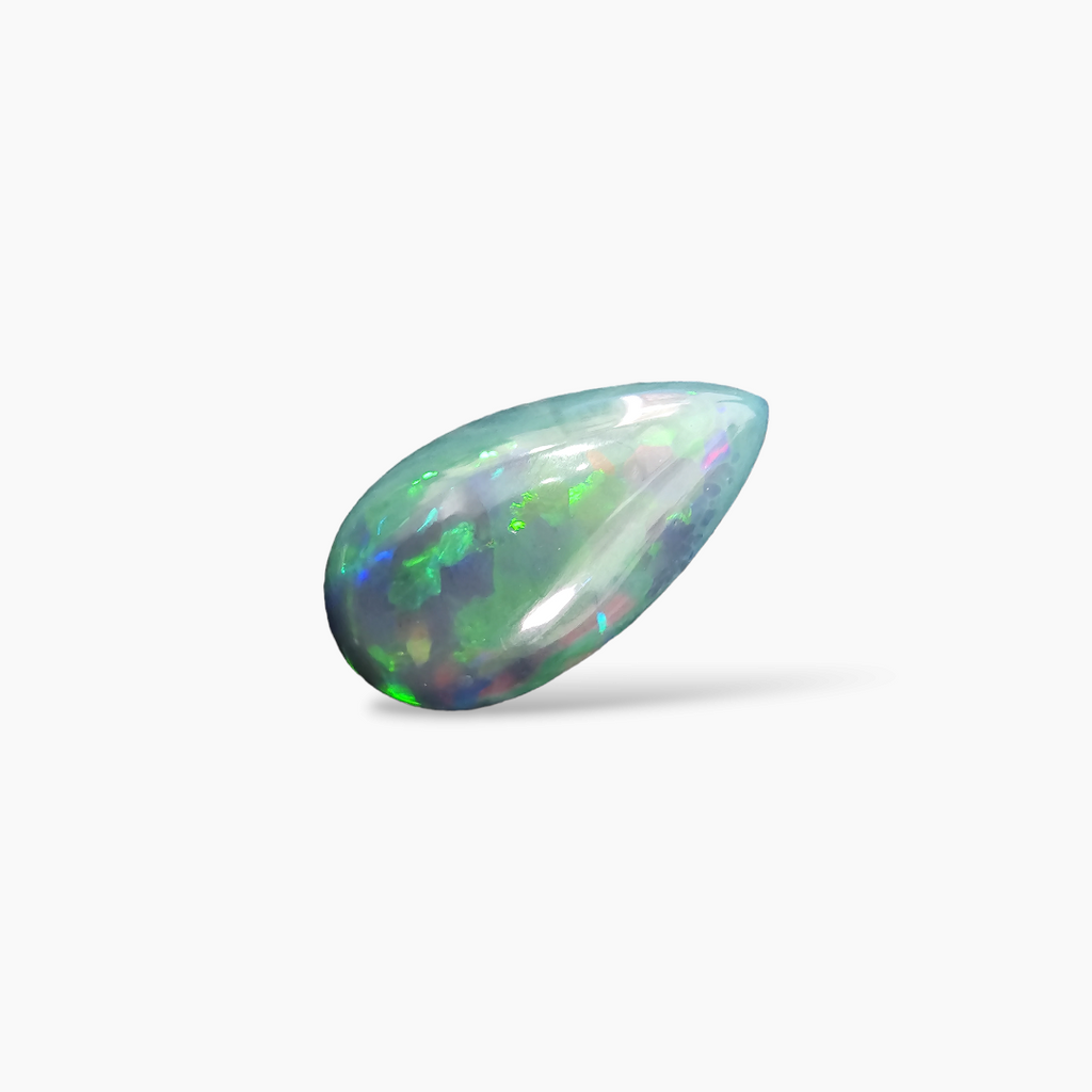 shop Natural Black Ethiopian Opal  Stone 9.66 Carats Pear Cabochon Shape  ( 23x13 mm ) 