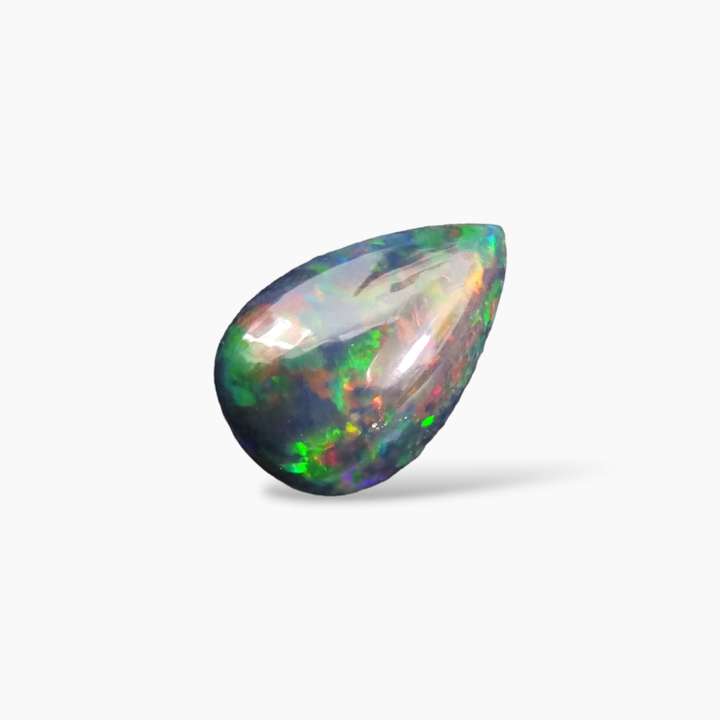 shop Natural Black  Ethiopian Opal  Stone 8.73 Carats Pear Cabochon Shape  ( 20x14 mm )