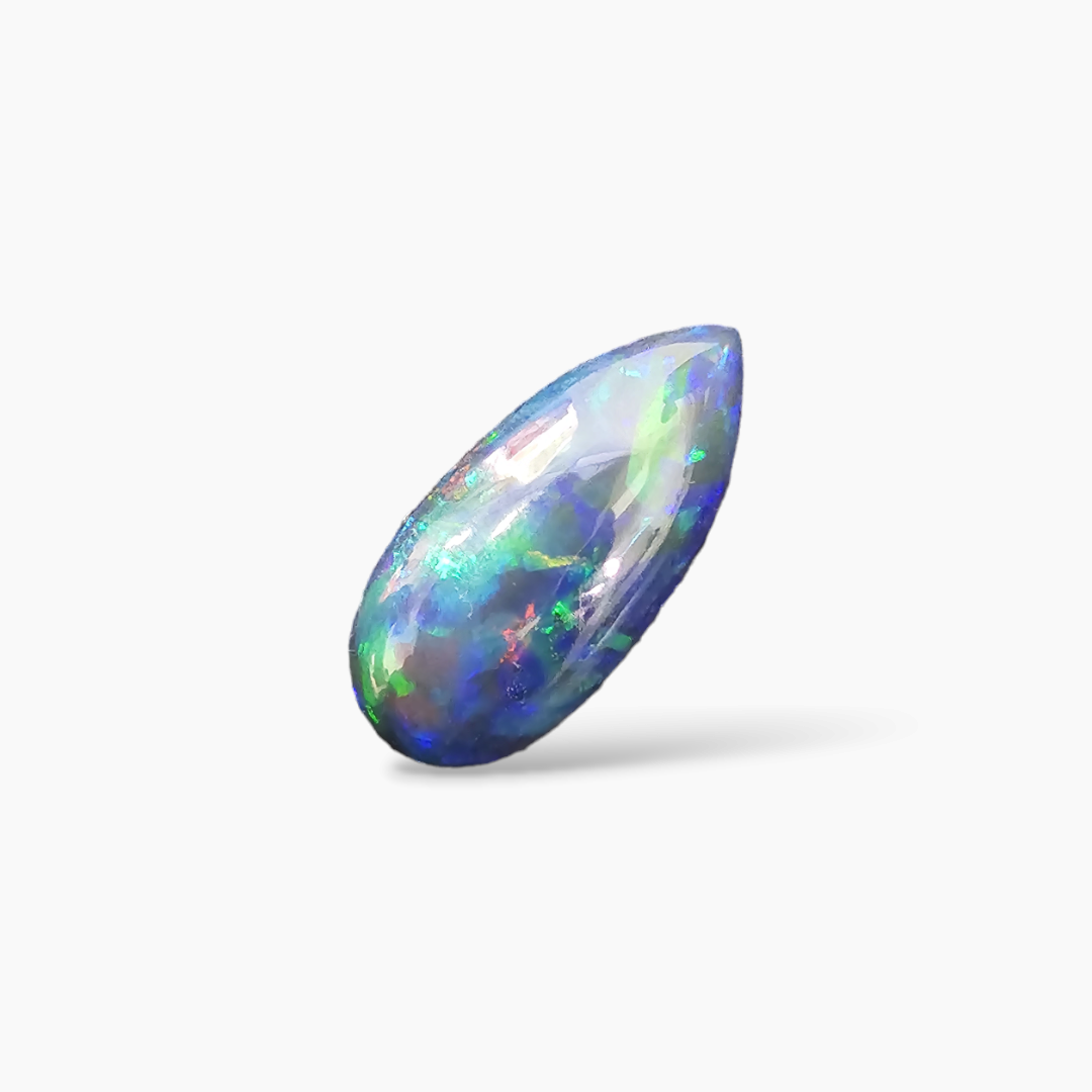 shop Natural Black Ethiopian Opal  Stone 6.58 Carats Pear Cabochon Shape  ( 21.5x10 mm ) 