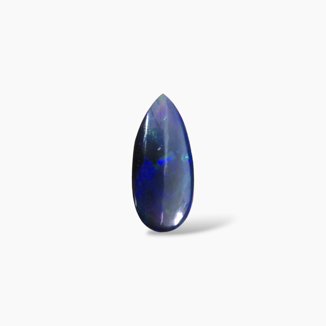 loose Natural Black Ethiopian Opal  Stone 6.58 Carats Pear Cabochon Shape  ( 21.5x10 mm ) 