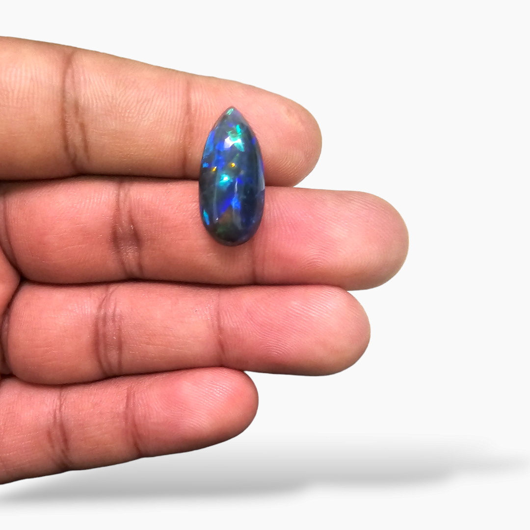 online Natural Black Ethiopian Opal  Stone 6.58 Carats Pear Cabochon Shape  ( 21.5x10 mm )