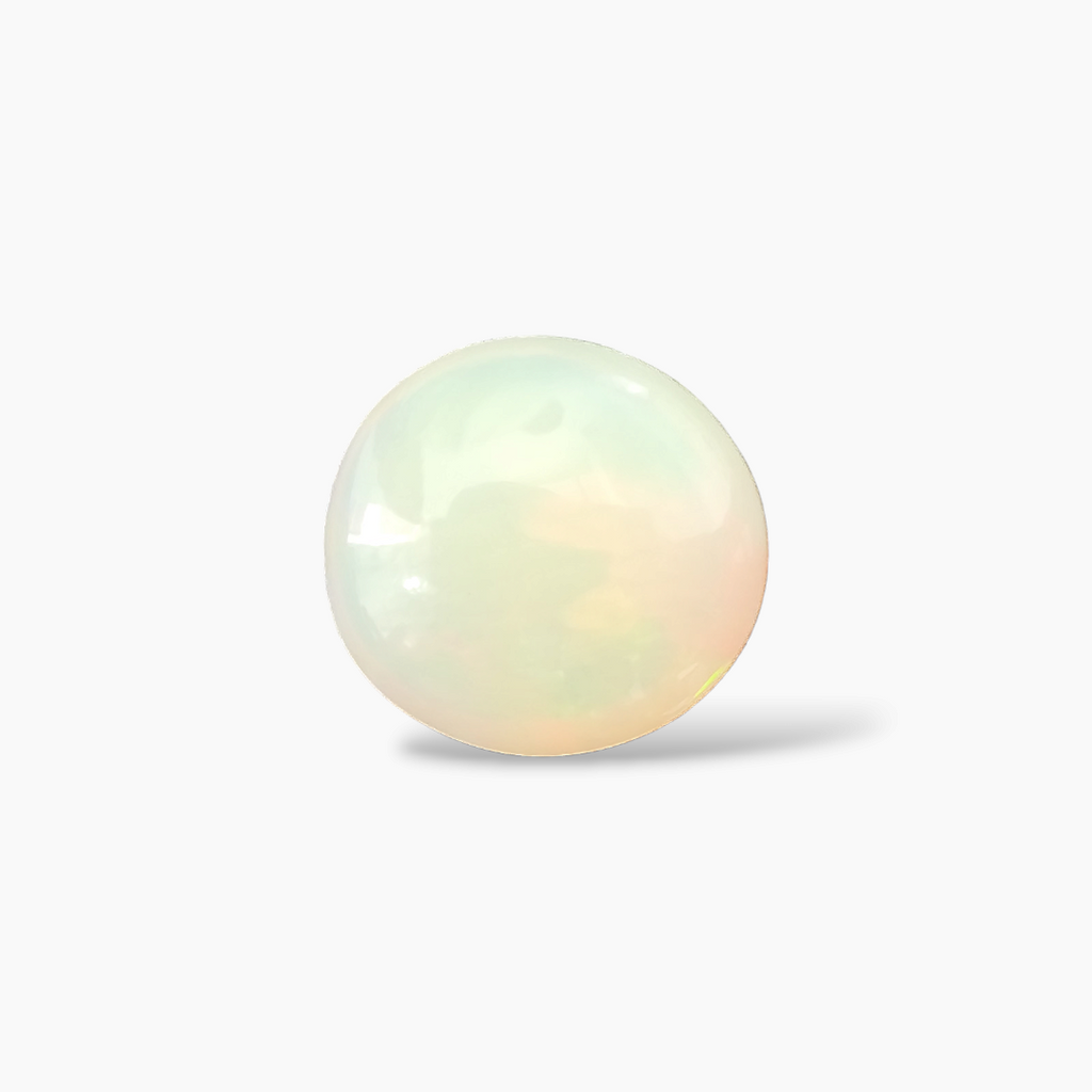 shop Natural White Ethiopian Opal  Stone 20.48 Carats Round Cabochon Shape  ( 18.5 mm ) 