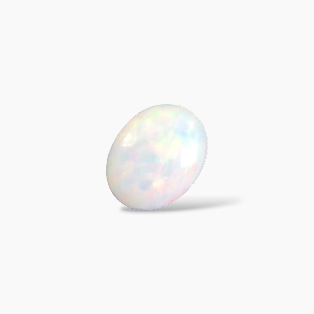 shop Natural White Ethiopian Opal  Stone 5.47 Carats Oval Cabochon Shape  ( 15.5x12 mm )