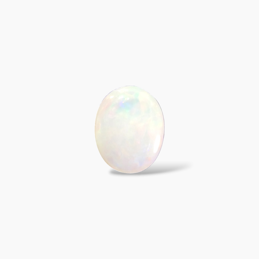 online Natural White Ethiopian Opal  Stone 5.47 Carats Oval Cabochon Shape  ( 15.5x12 mm )