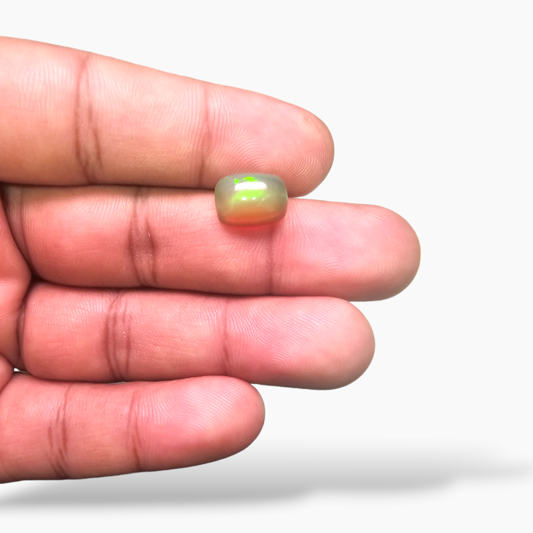 loose Natural Black Ethiopian Opal  Stone 3.23 Carats Cushion Cabochon Shape  ( 11.2x8.3 mm )