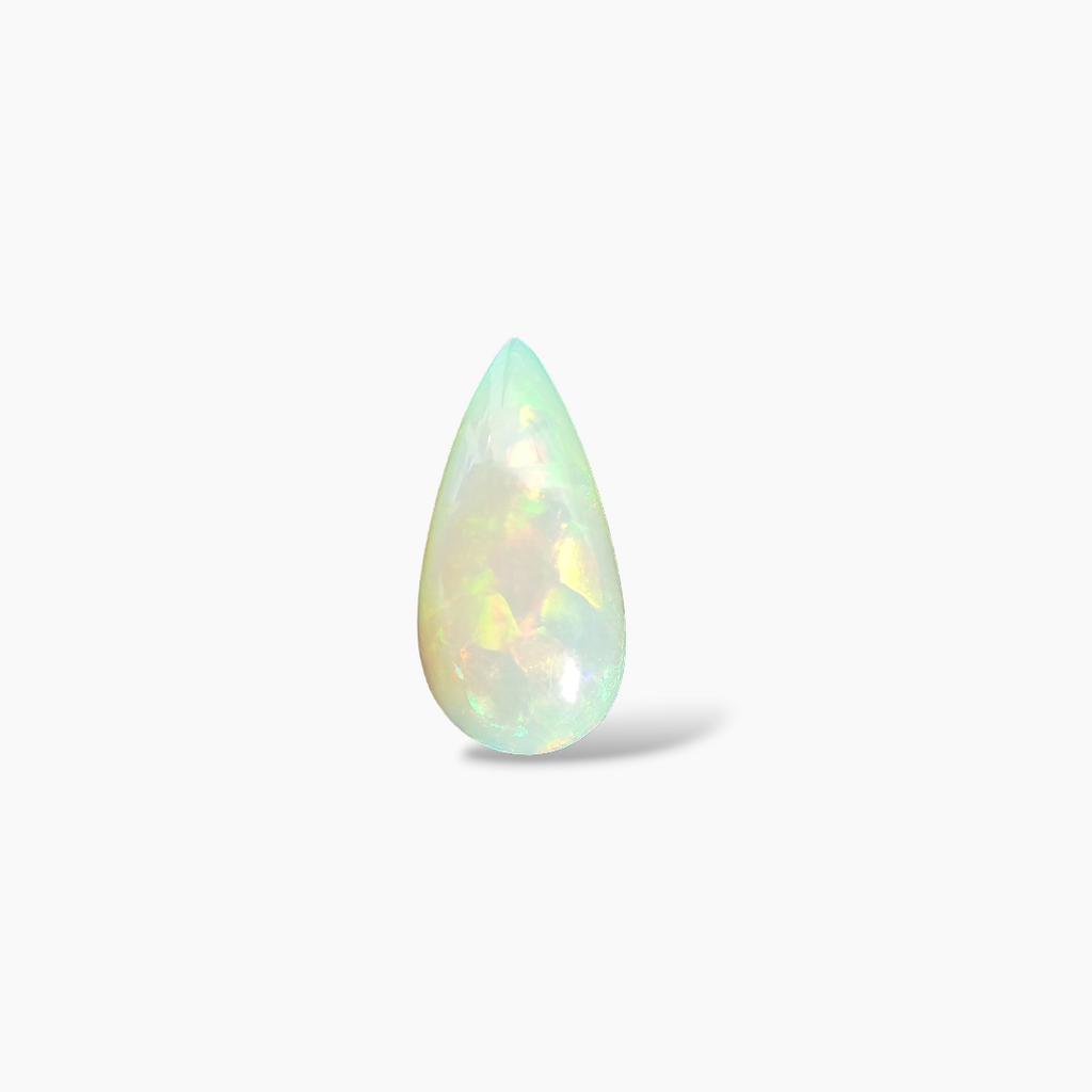 buy Natural White Ethiopian Opal  Stone 17.16 Carats Pear Cabochon Shape  ( 27x14 mm ) 