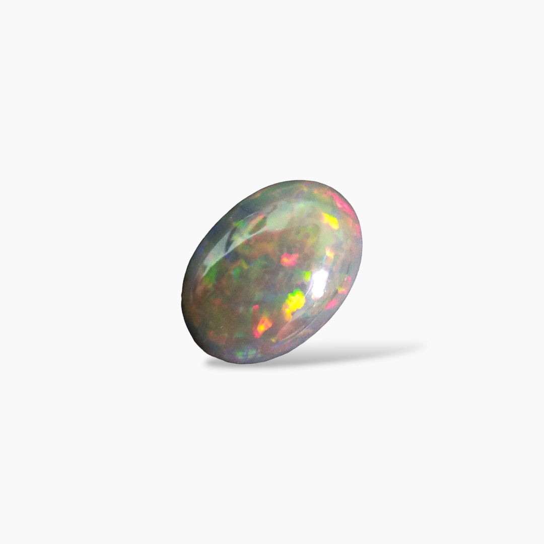 shop Natural Black Ethiopian Opal  Stone 9.44 Carats Oval Cabochon Shape  ( 18.5x13 mm )