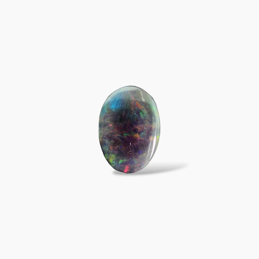 loose Natural Black Ethiopian Opal  Stone 9.44 Carats Oval Cabochon Shape  ( 18.5x13 mm )