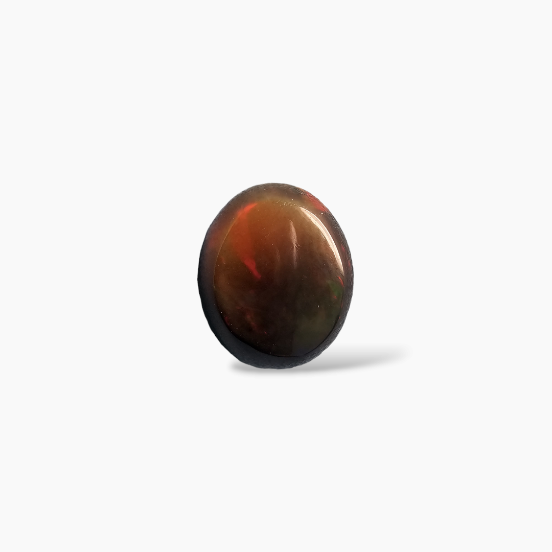 online Natural Black Ethiopian Opal  Stone 6.95 Carats Oval Cabochon Shape  ( 14.5x12 mm )