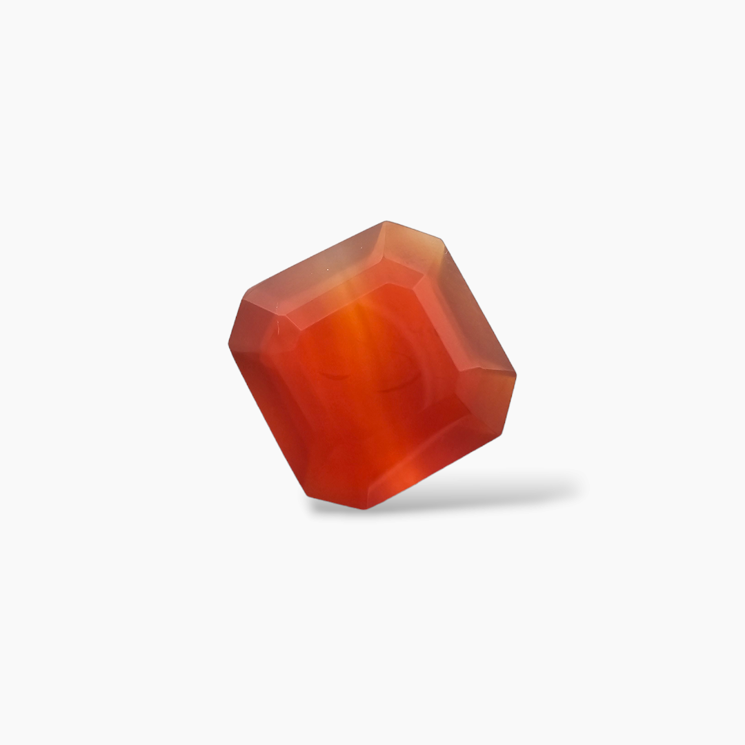 loose Natural Agate Aqeeq Stone 4.02 Carats Asscher Cut Shape ( 10 mm ) 