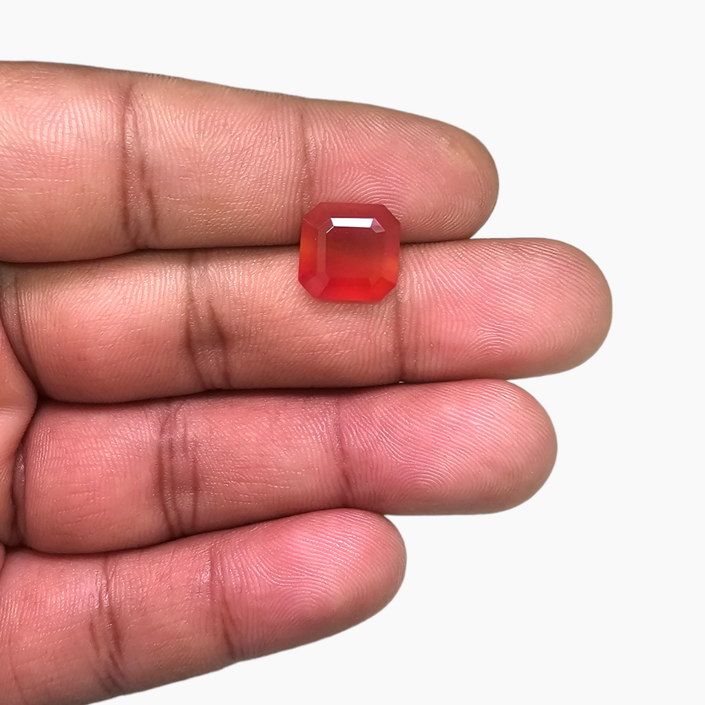 online Natural Agate Aqeeq Stone 4.02 Carats Asscher Cut Shape ( 10 mm ) 