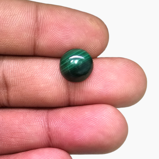 for sale Natural Malachite Stone 4.90 Carats Round  Cabochon Shape ( 10 mm )