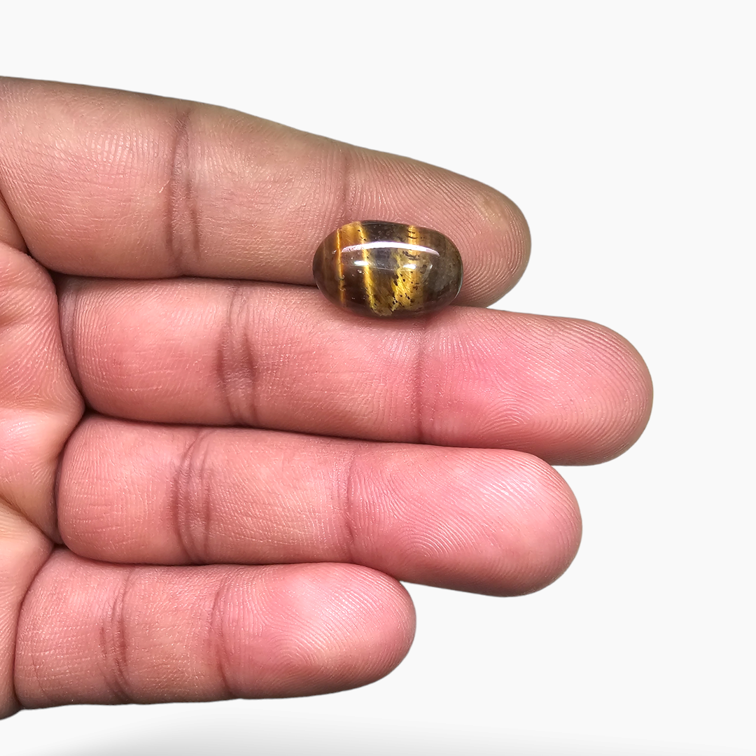 Natural Tiger Eye Stone 9.18 Carats Oval Cabochon Shape ( 16.3X10.5 mm )