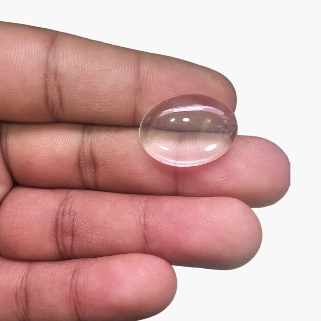 Natural White Quartz Stone 12.8 Carats Oval Cabochon Shape ( 20x15 mm )