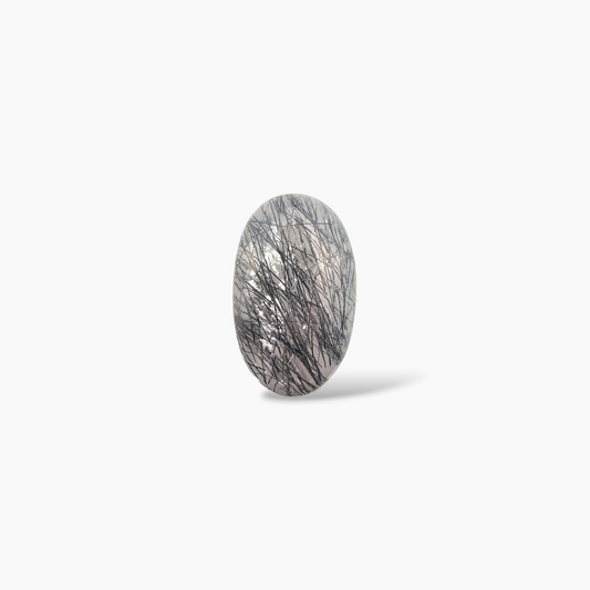 buy Natural Black Rutile Quartz Stone 8.22 Carats Oval Cabochon Shape ( 17X10.5 mm )