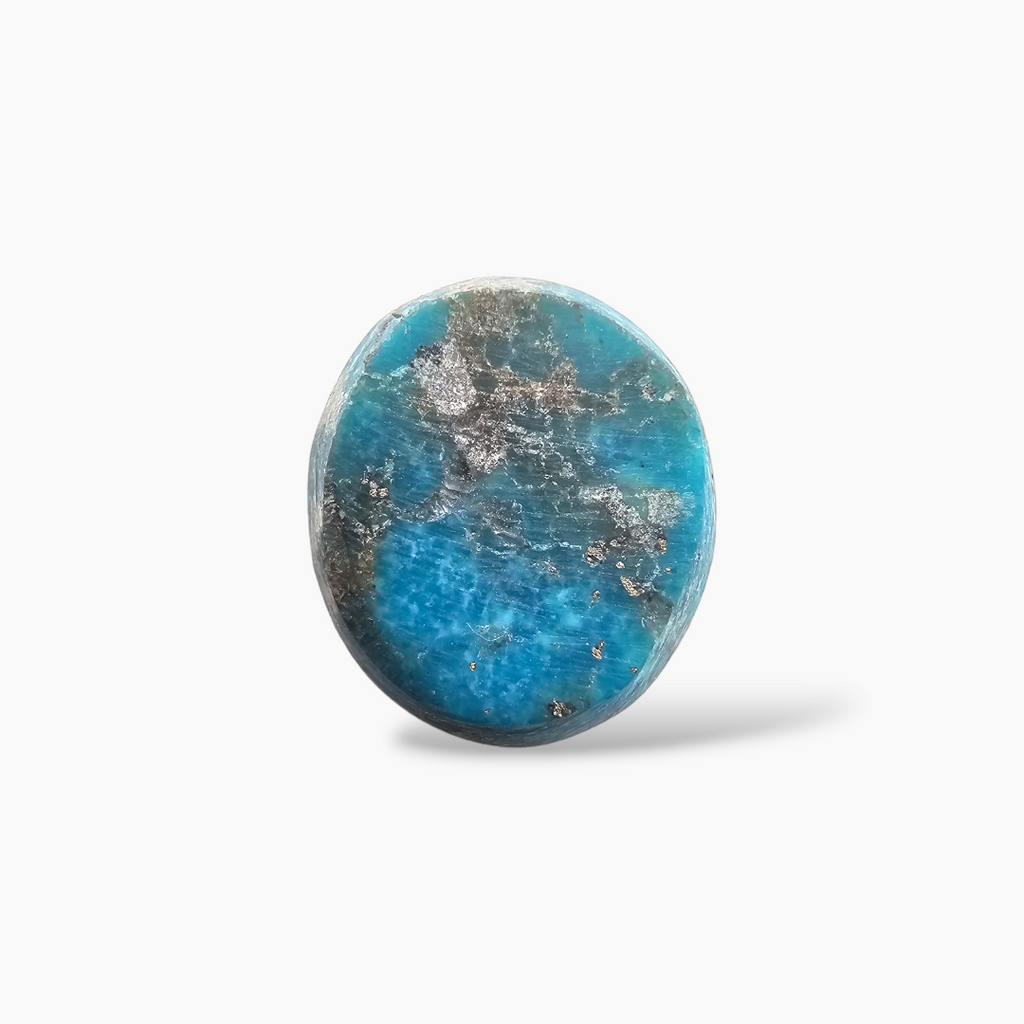online Natural Turquoise (Feroza) Stone 10.25 Carats Oval Cabochon Shape ( 14.5x13 mm )