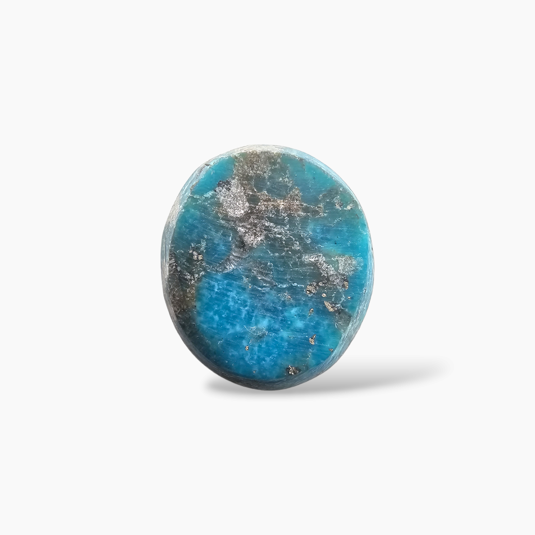 online Natural Turquoise (Feroza) Stone 10.25 Carats Oval Cabochon Shape ( 14.5x13 mm )