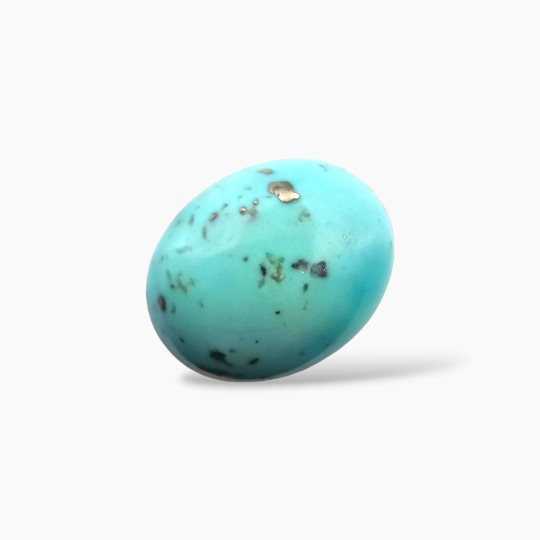online Natural Turquoise (Feroza) Stone 9.23 Carats Oval Cabochon Shape ( 16.5x13.5 mm )