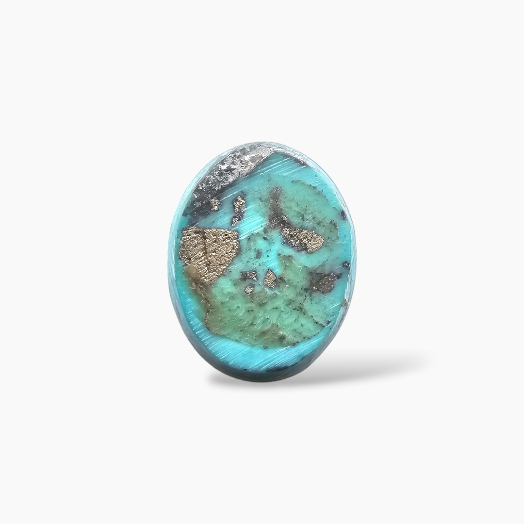 shop Natural Turquoise (Feroza) Stone 9.23 Carats Oval Cabochon Shape ( 16.5x13.5 mm )