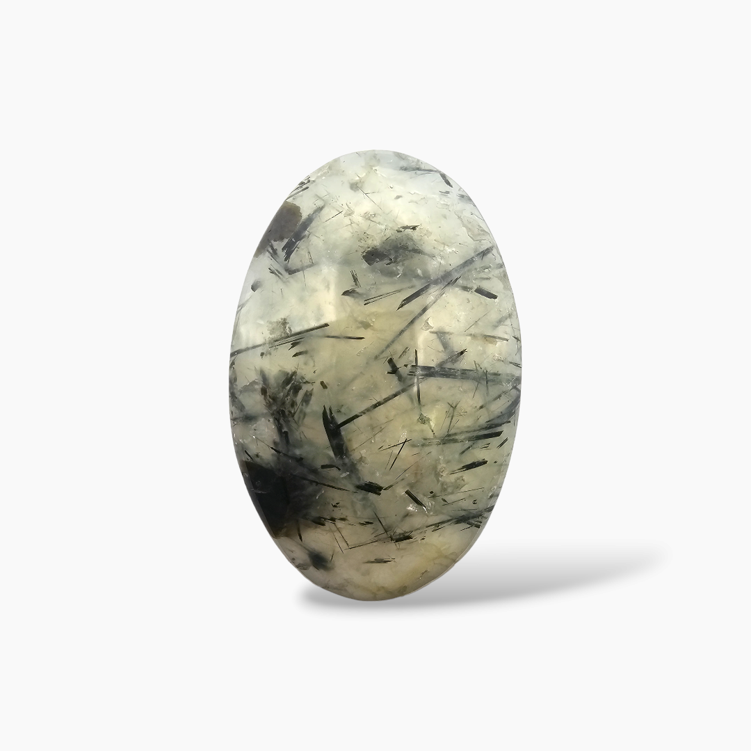 Natural Green Rutile Stone 56.58 Carats Oval Cabochon Shape ( 42x27 mm )