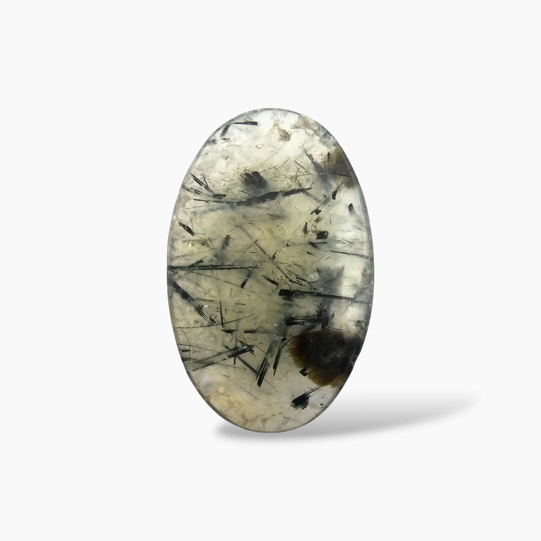 Natural Green Rutile Stone 56.58 Carats Oval Cabochon Shape ( 42x27 mm )