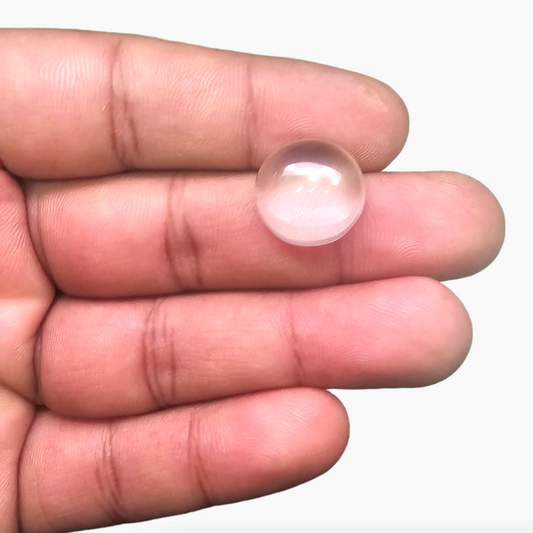 Natural Rose Quartz Stone 10.85  Carats Round Cabochon Shape ( 15 mm )for sale