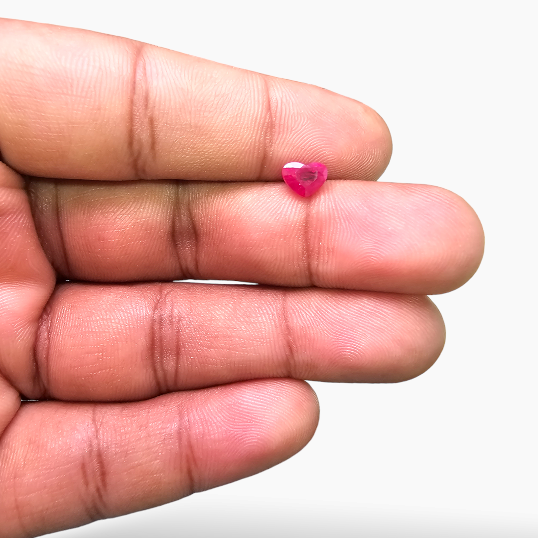 Natural Burmese Ruby Manik Stone 1.21 Carats Heart Shape 