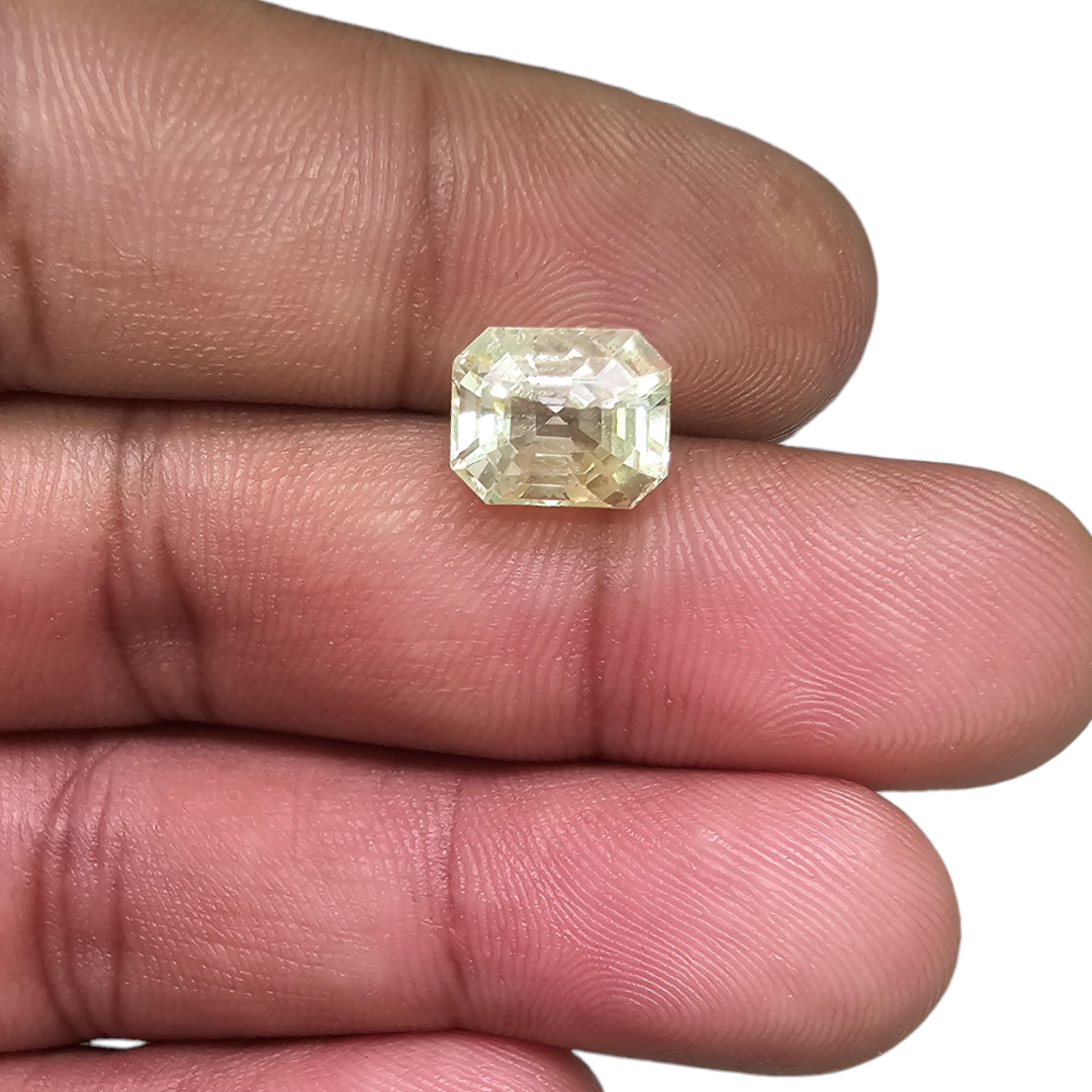 Natural Yellow Sapphire Gemstone 4.79 Carats Emerald Cut Shape 9.3x7.5 mm