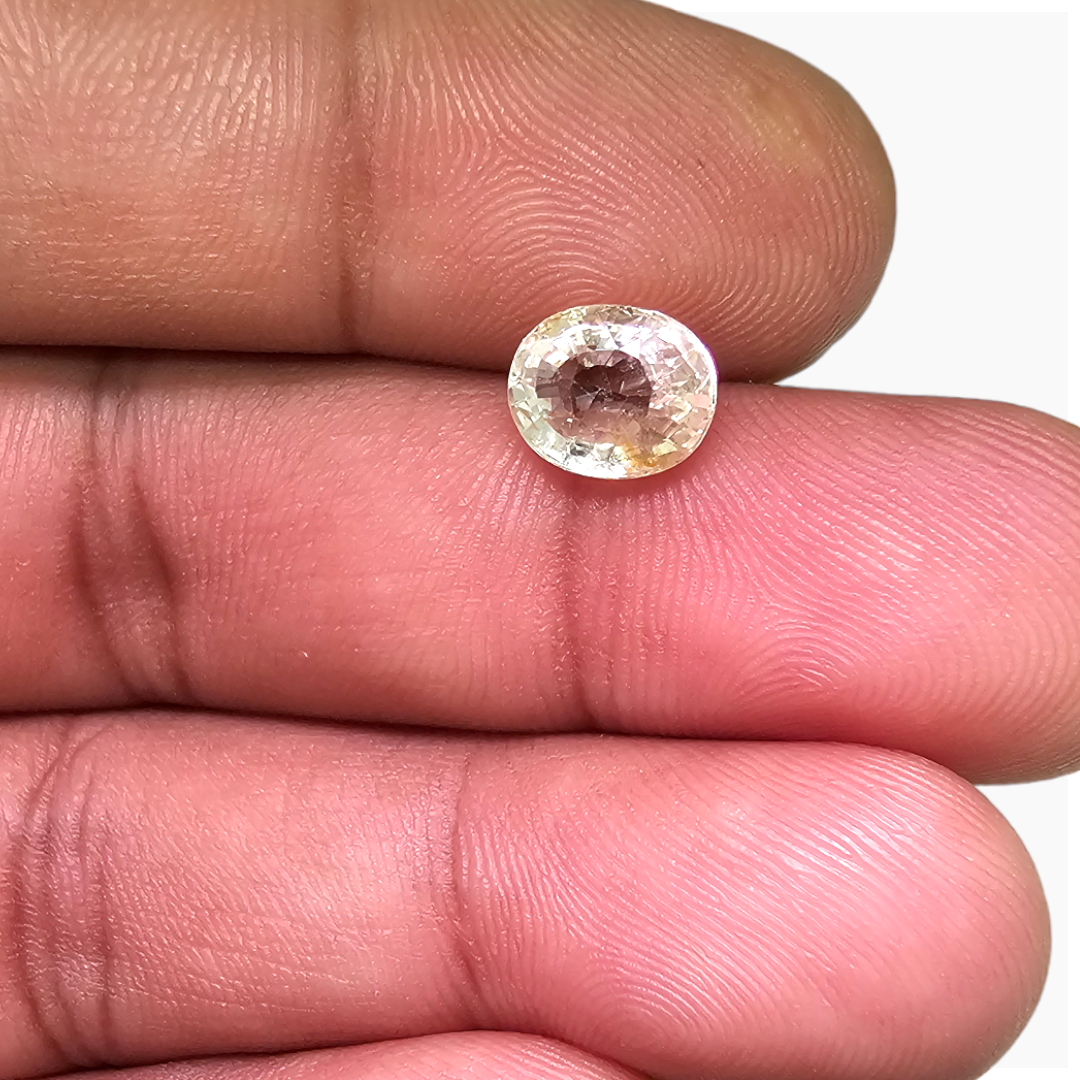 Buy Natural Yellow Sapphire Gemstone 2.51 Carats Oval Cut Shape 8.5x7 mm