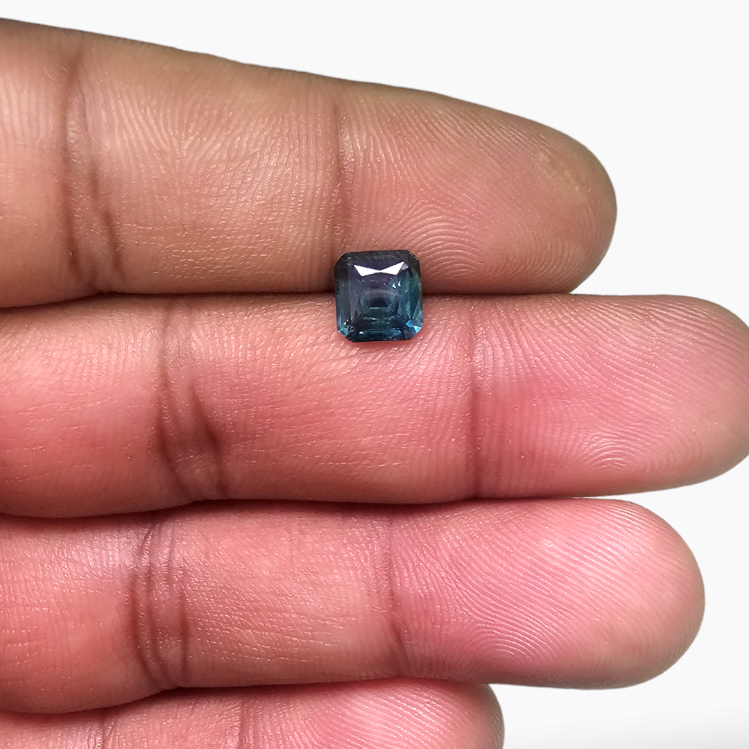 Natural Teal Sapphire Gemstone 1.66 Carats Emerald Cut Shape