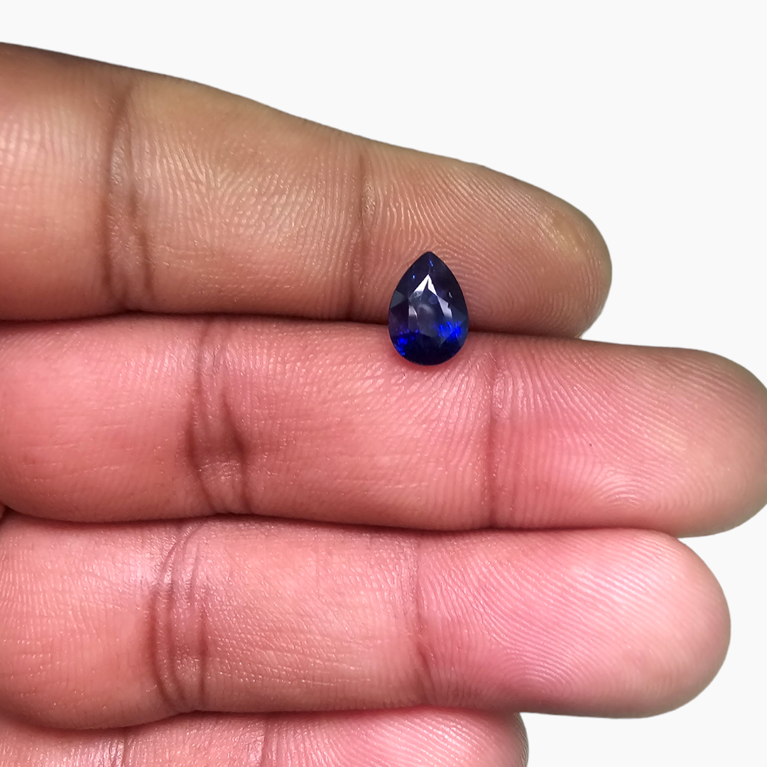Natural Blue Sapphire Gemstone 2.02 Carats Pear Cut Shape