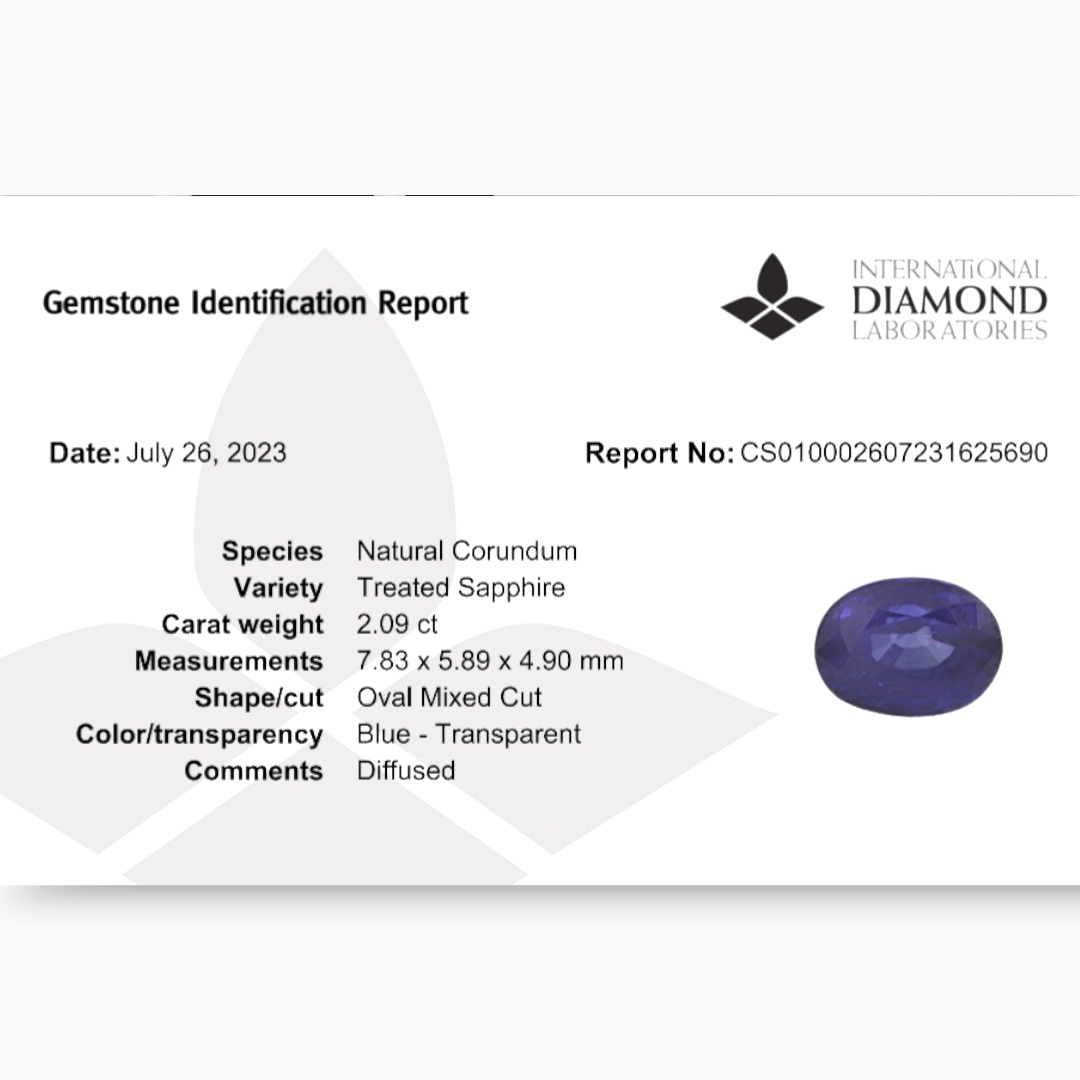 Blue Sapphire Oval Shape 2.09 Carats From Africa Origin