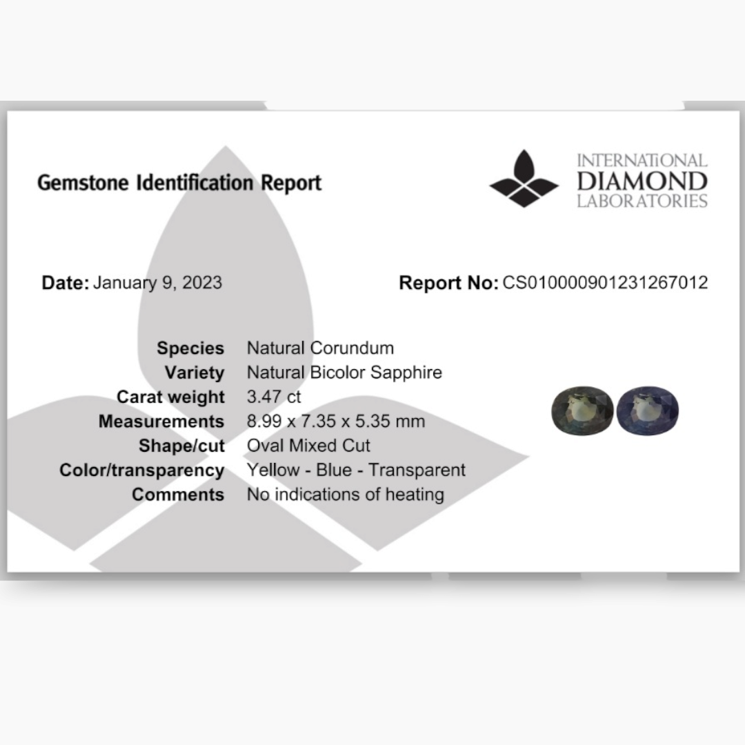 Bi-Color Sapphire Oval Cut: 3.47 Carats from Srilanka