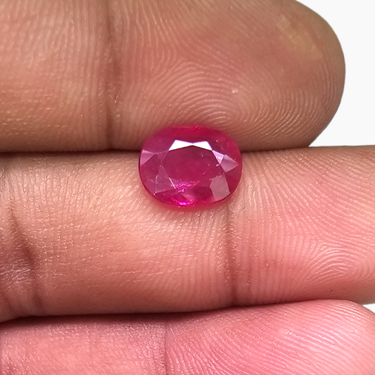 Natural Gemstone of Pink Ruby Oval Shape from Mozambique in 1.99 Carats