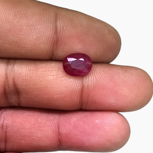 Natural Ruby Gemstone 2 Carats in Oval Shape Mozambique Origin