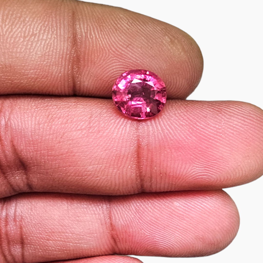 Natural Rubellite Tourmaline Oval Cut from Africa in 2.31 Carats and 8.8 by 8 MM