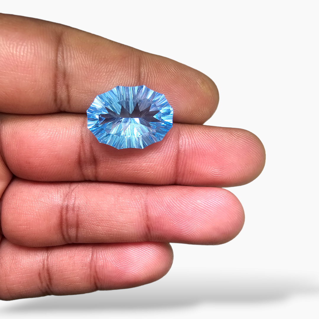 Natural Swiss Blue Topaz in 17.86 Carats in Fancy Cut from Africa