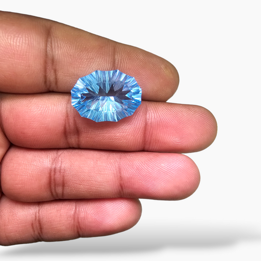 Natural Swiss Blue Topaz in 17.86 Carats in Fancy Cut from Africa