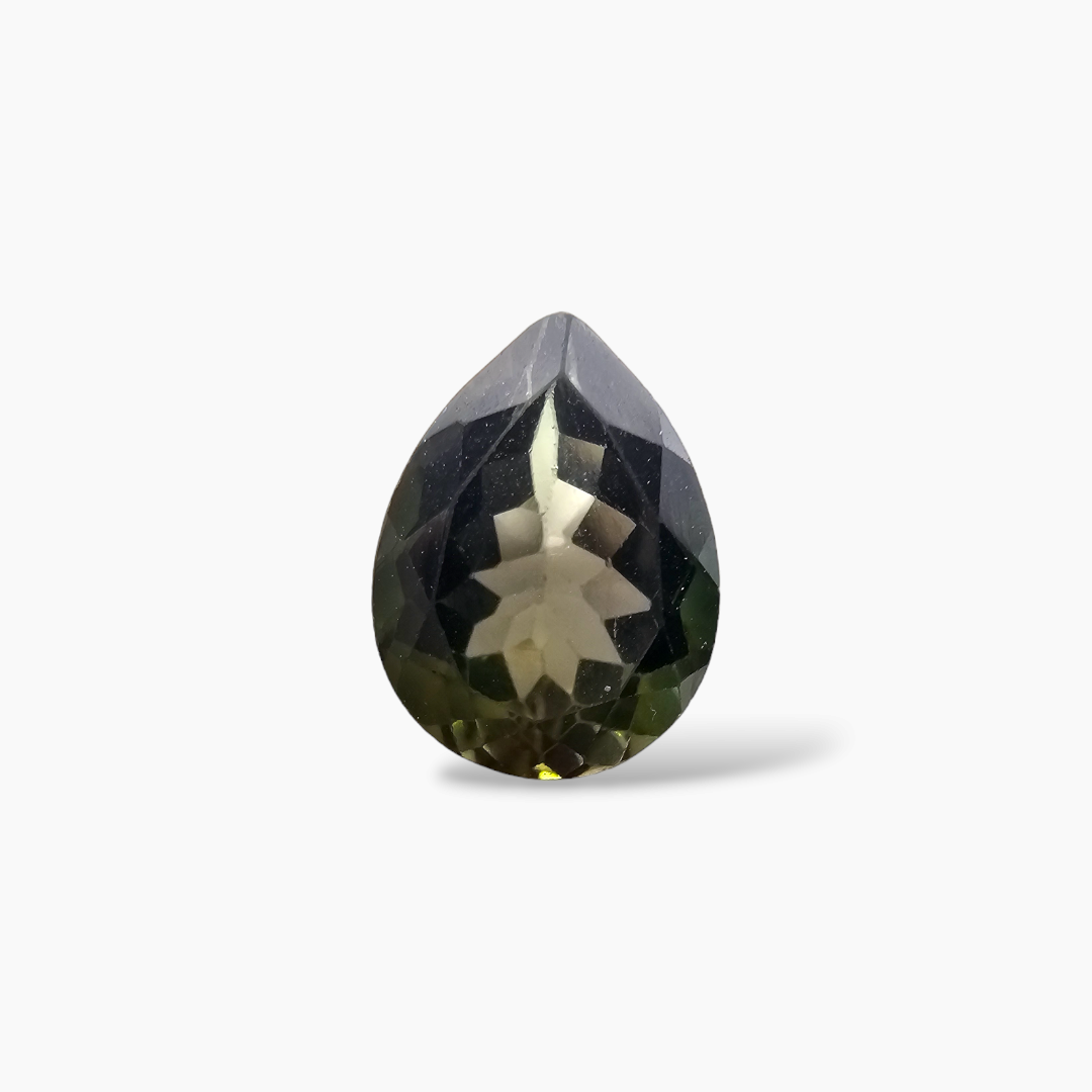 Natural Green Tourmaline Gemstone in Pear Cut with 3.34 Carats Weight