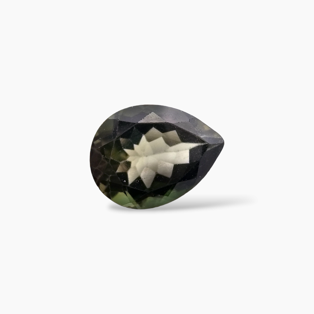 Natural Green Tourmaline Gemstone in Pear Cut with 3.34 Carats Weight