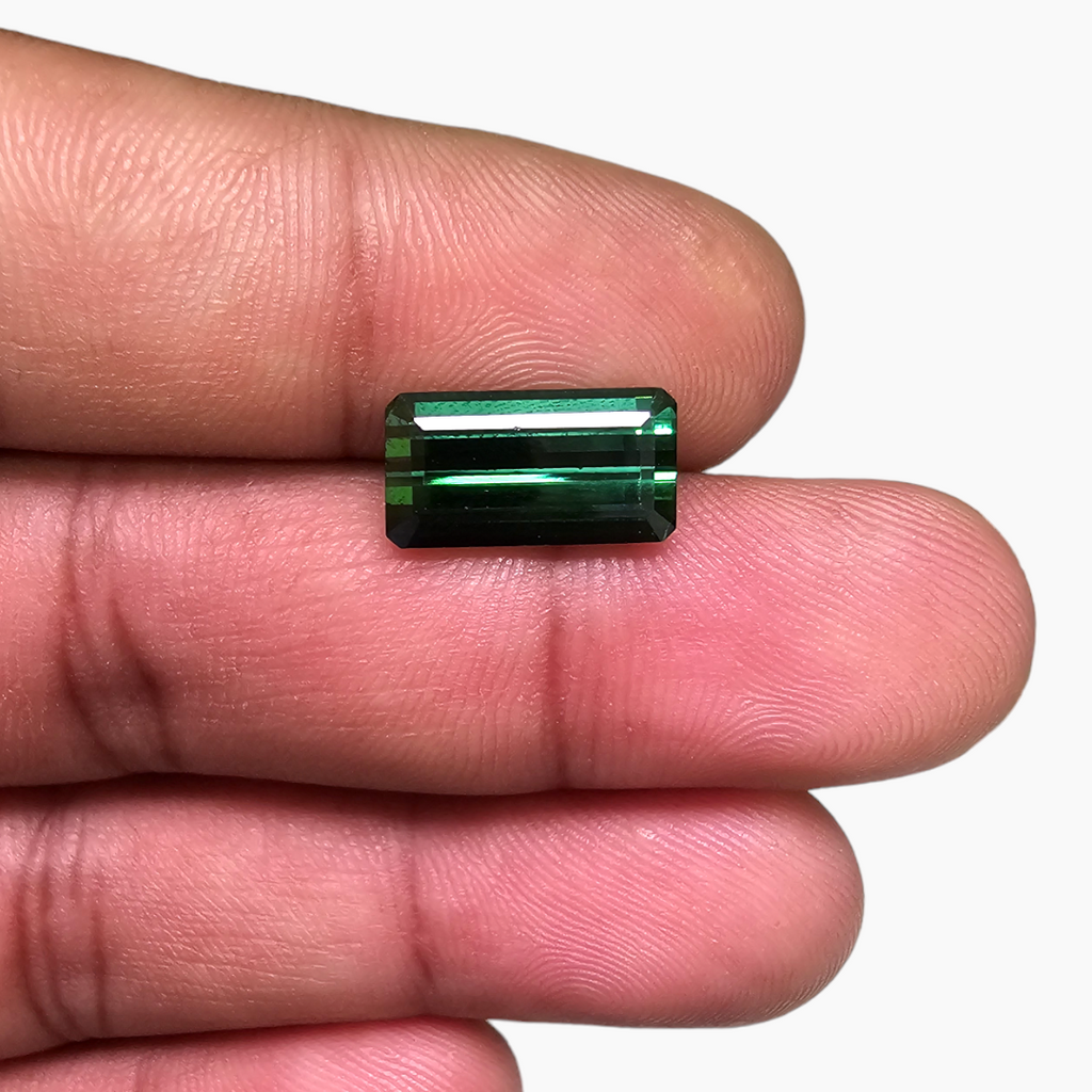 Natural Green Tourmaline Stone 13 by 7 MM in 4.56 Carats for Sale
