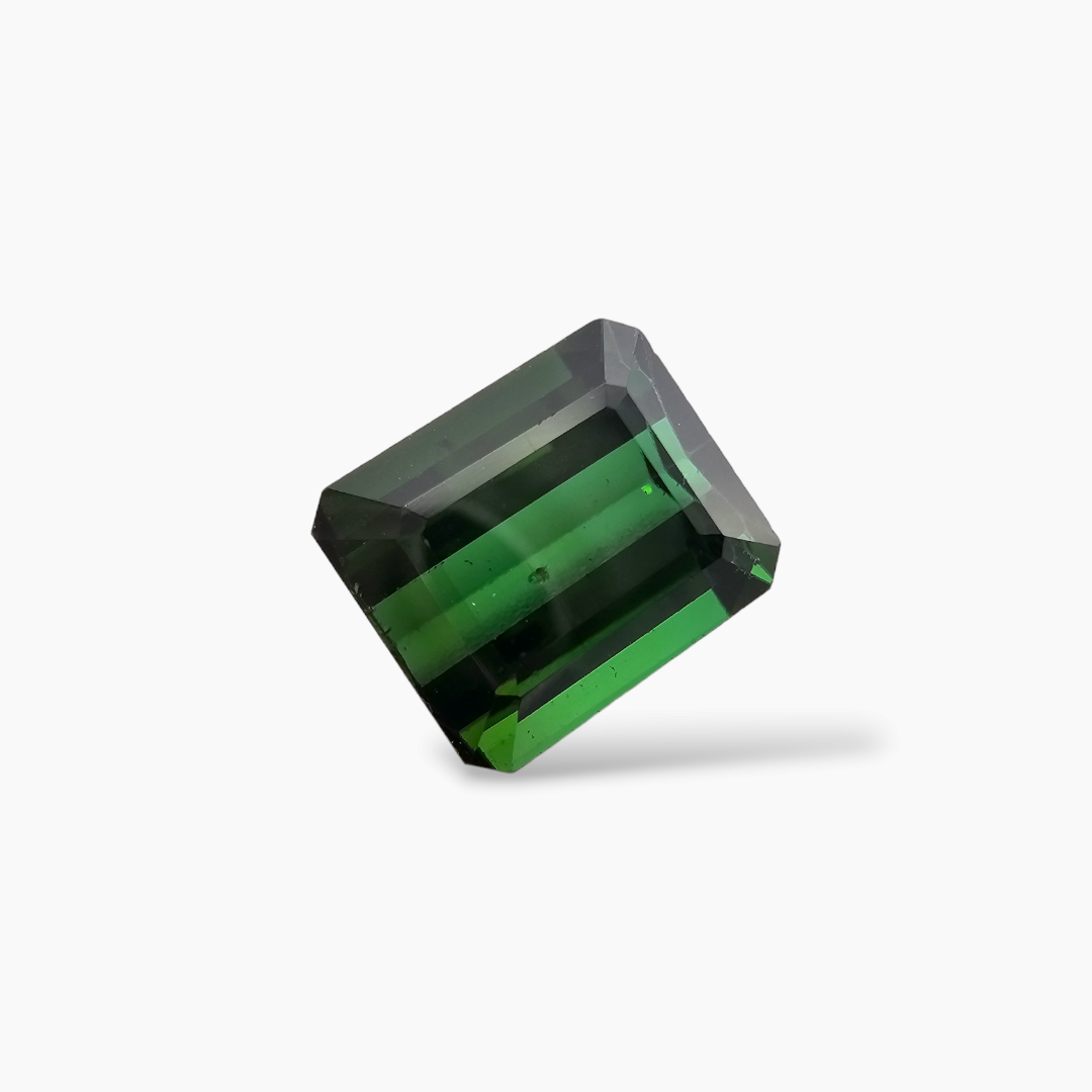 Natural Green Tourmaline Emerald Cut 3.97 Carats in 9 by 8 MM for Sale