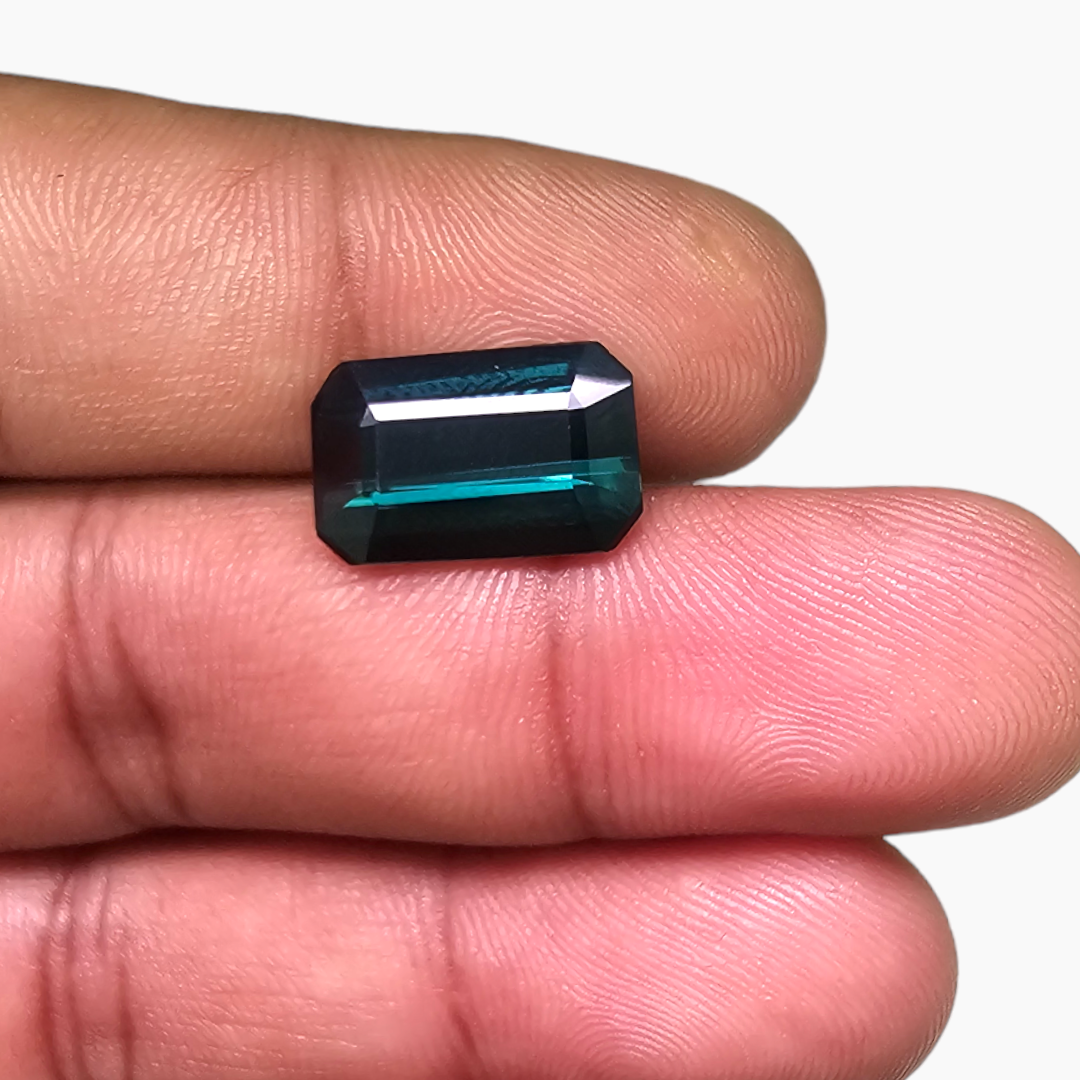 Natural Green Tourmaline in Emerald Shape 6.84 Carats African Gemstone