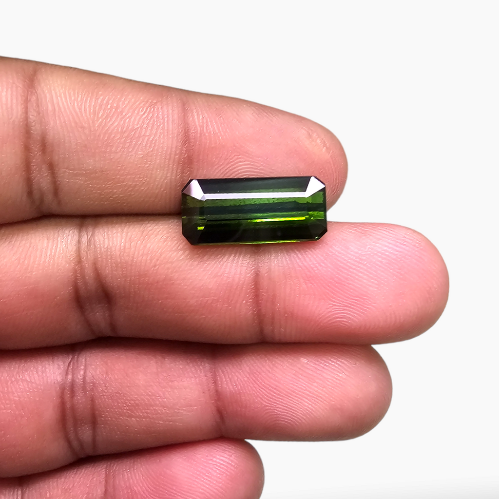 Natural Green Tourmaline Gemstone in Emerald Cut 8.83 Carats