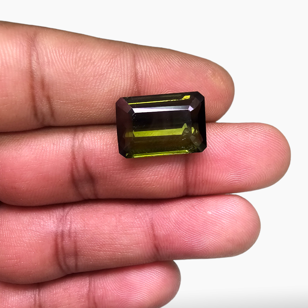 Natural Green Tourmaline Gemstone in Emerald Cut 13.21 Carats